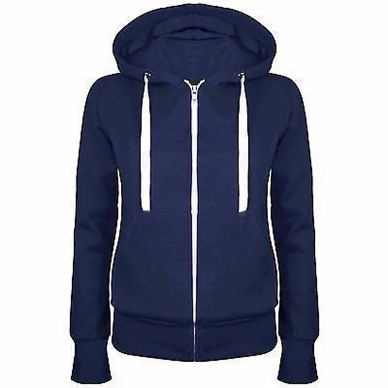 Fashion Trend Zipper Hooded Long-sleeved Plus Cashmere Sweater Coat