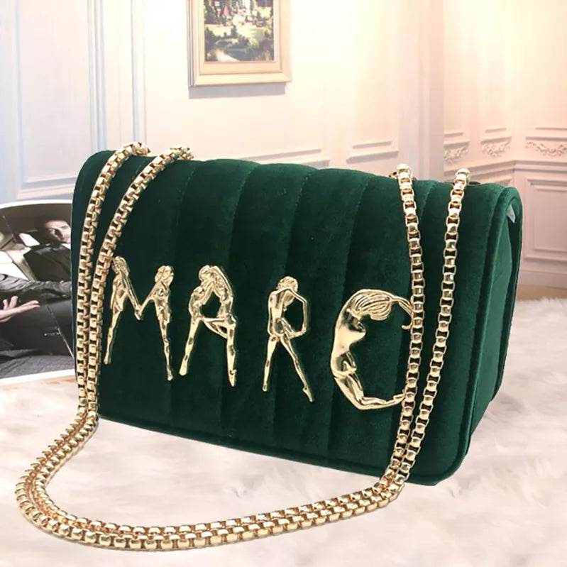 Luxury Quality Plush Crossbody Bags For Women Designer Brand Small Handbags Chain Shoulder Messenger Bags Ladies Purser Hand bag velvet green