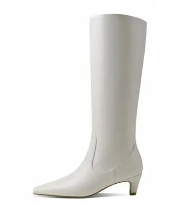 Big Size 34-43 Women's Shoes 2024 Autumn Winter Elastic boots Nubuck Flock Chelsea boots Tip Knee High Knight Long Boots 5319-4 white