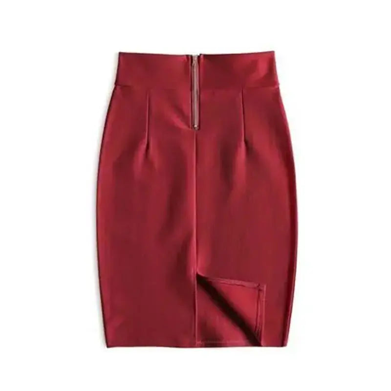 Faldas Mujer Moda 2022 Fashion High Waist Black Bodycon Skirts Midi Zipper Elastic Korean Elegant Sexy Y2k Office Pencil Skirt Claret One Size