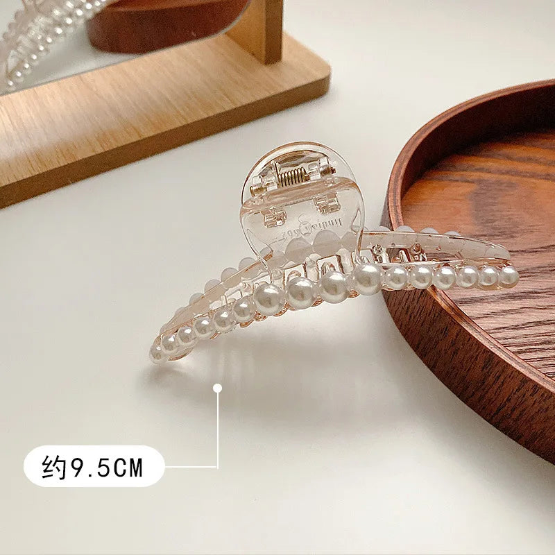 Kshmir New style exaggerated large beads acrylic hair clip large make-up hair styling hairpin female hair pearl hair accessories 14