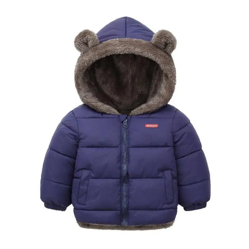 Cashmere Children Coat Autumn Winter Thicken Jacket Boys Girls Solid Color Hooded Jackets Kids Parka Outerwear 2-6 Years Navy
