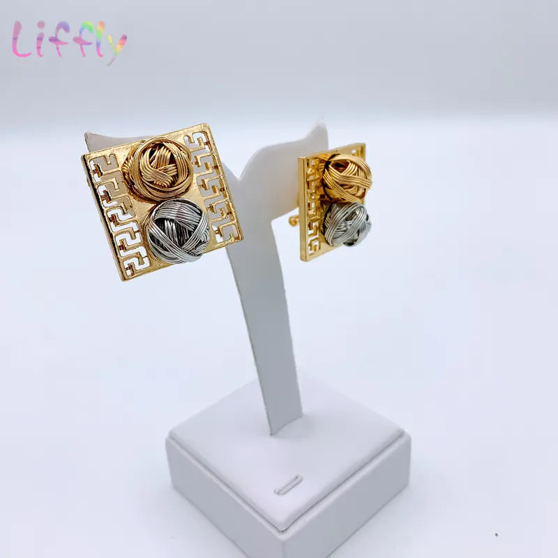 Liffly Fashion Indian Jewelry Sets African Jewelry Set Tassel Bridal Wedding Party Elegant Women Necklace Bracelet Earrings Ring