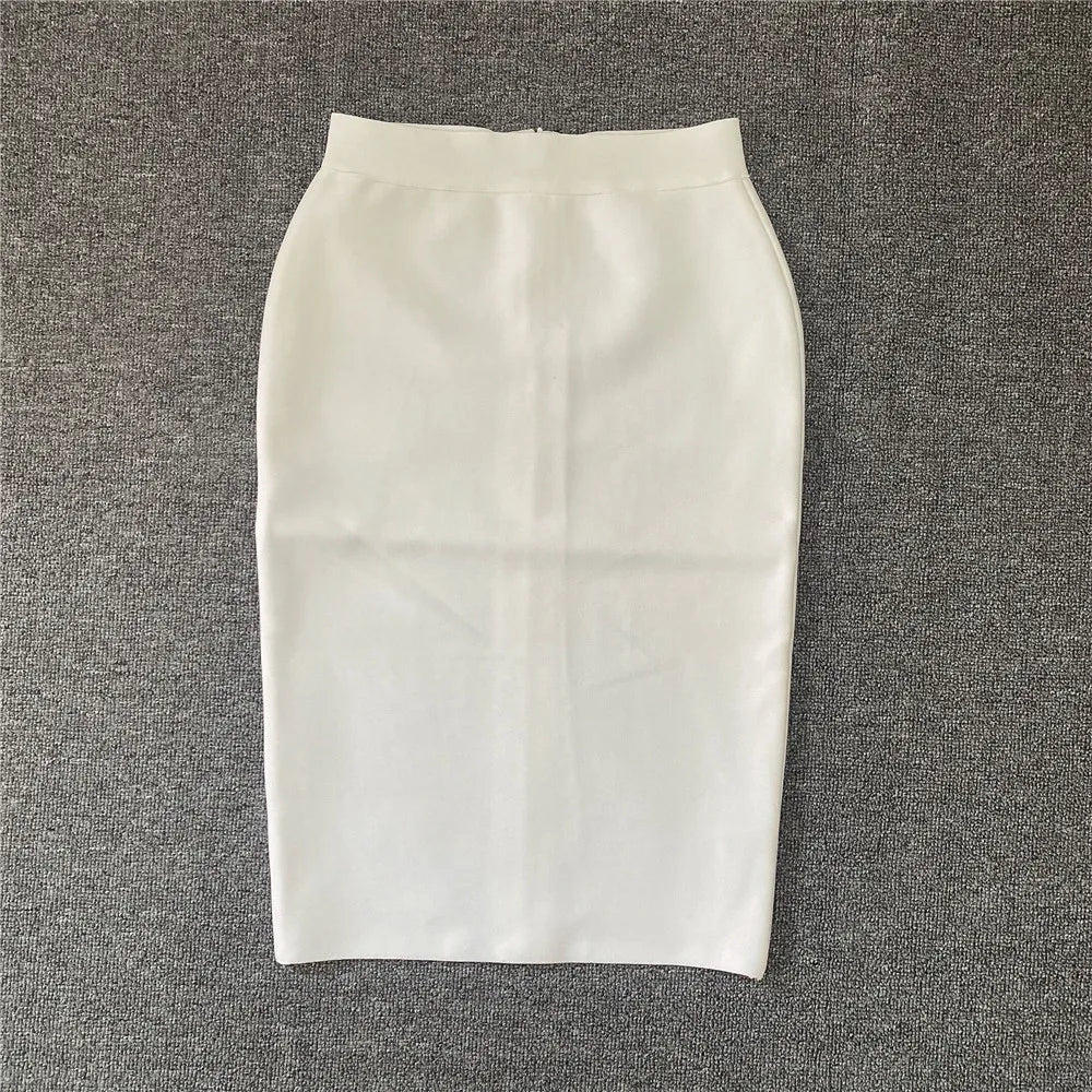 Women Rayon Bandgae Skirt Elegant Pencil Skirt Celebrity Sexy Club Party Wear Vintage Vestios