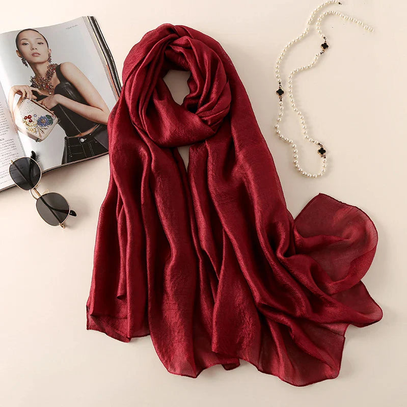 2023 Silk Scarves Women Luxury Brand Hijab Scarf Solid Foulard Femme Shawls Wraps Silk Bandana Head Scarf Hijab Beach Poncho Silk one 2