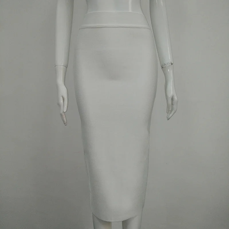 Women Candy Color Sexy Neon Green Brown Orange Yellow Knee Length Bandage Pencil Skirt 2020 Designer Skirt Faldas 78cm