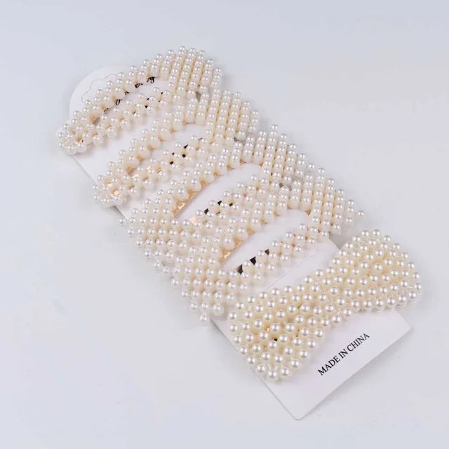 5Pcs/Set Fashion Pearl Hair Clip Snap Button Hair Pins for Women Sweet Pearl Hairpin Hair Clips Jewelry Lady Barrette Stick 23 Gold color