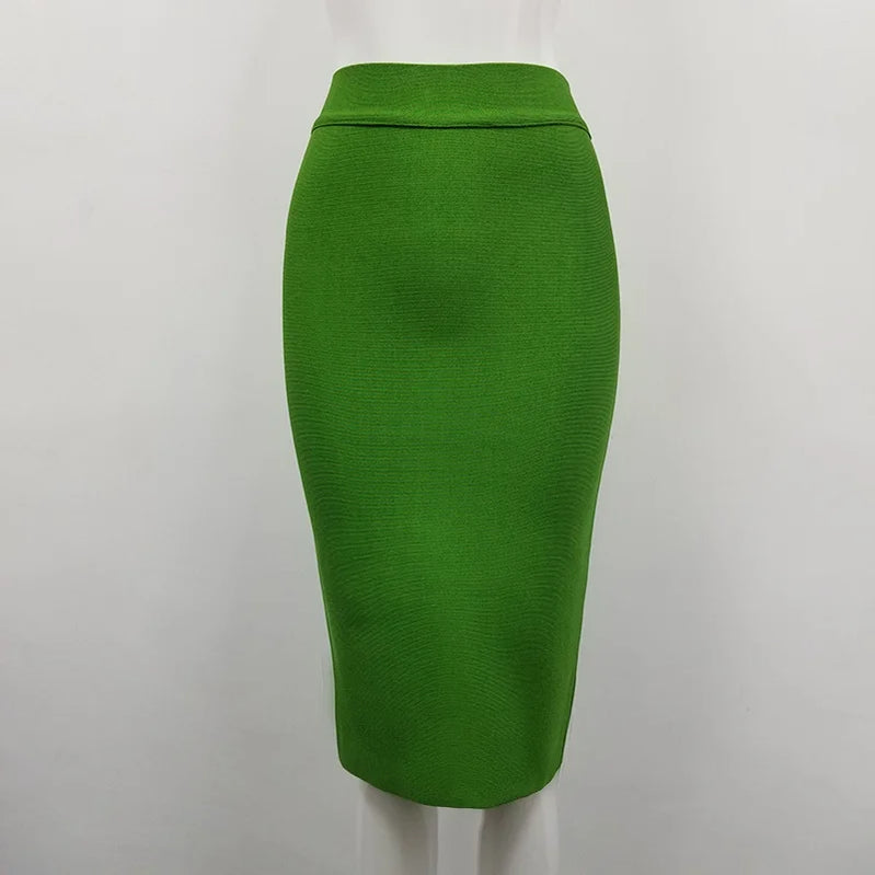 16 Colors Tight Pink Green Black Rayon Knee Length Bandage Skirt Night Club Party Skirt