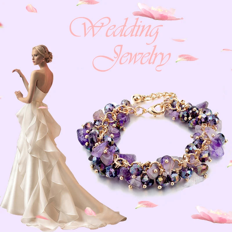 Bohemian Trendy Irregular Natural Crushed Stone Bracelets For Women Crystal Chain Charm Handmade Bracelet Princess Bride Gift