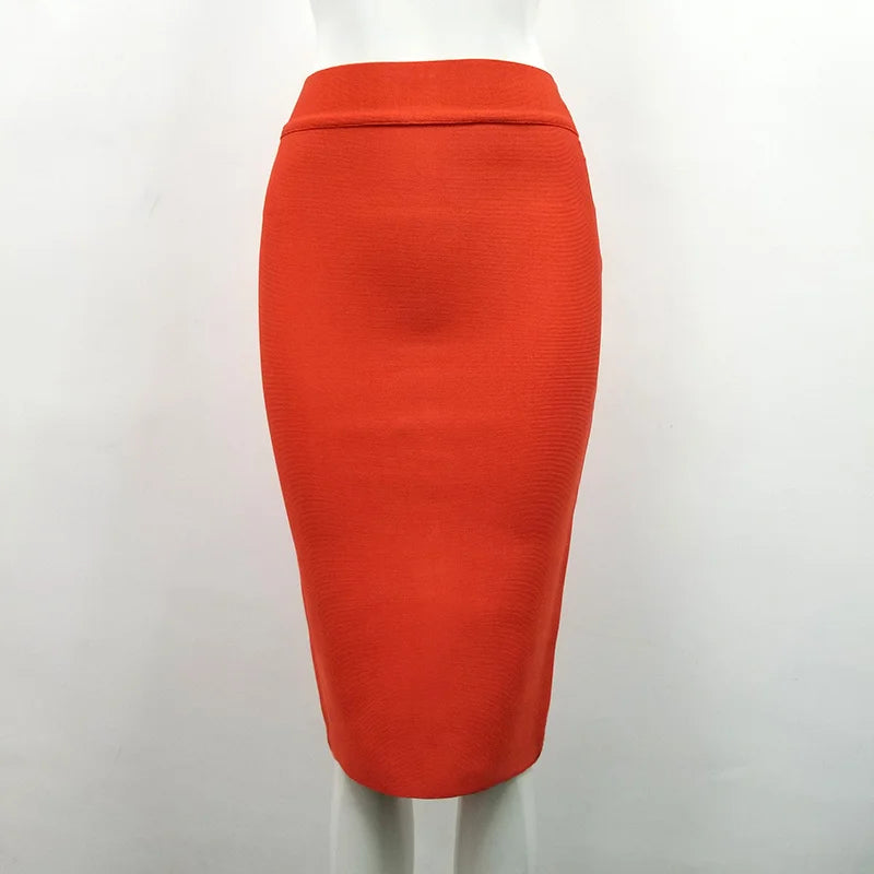 16 Colors Tight Pink Green Black Rayon Knee Length Bandage Skirt Night Club Party Skirt