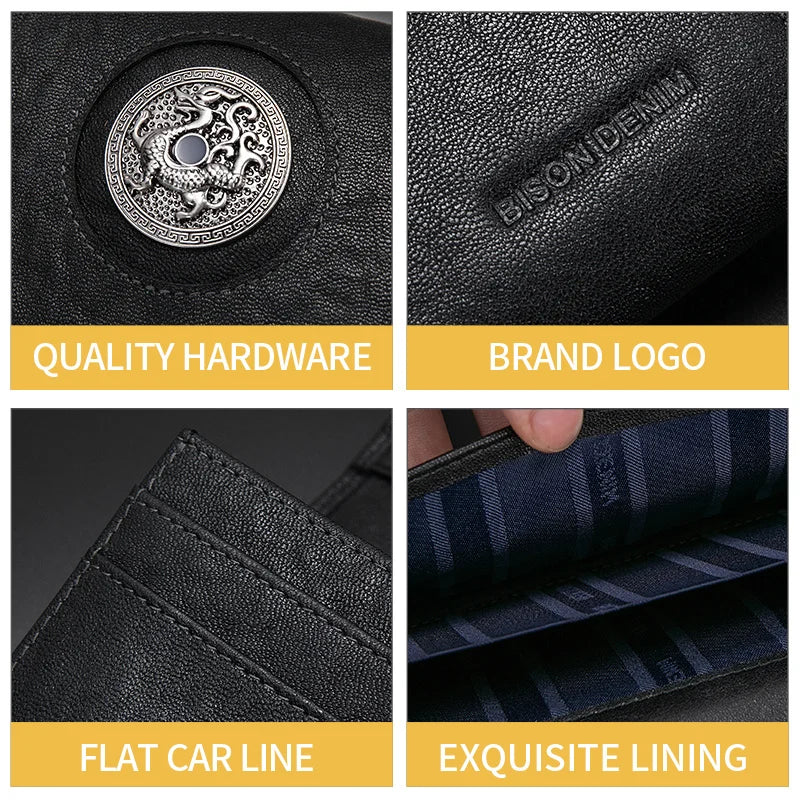 Vintage Long Wallet Genuine Leather New Designer Brand Luxury Cowhide Handbag Card Holder Men Women Purse Wallet