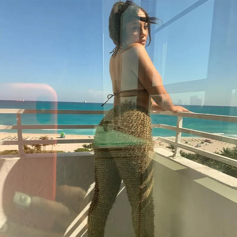 Women Pants Folds Leopard Herfst Undefined High Street Sheath Slim Attirewear Stretchy High Waist Body-Shaping Streetwear