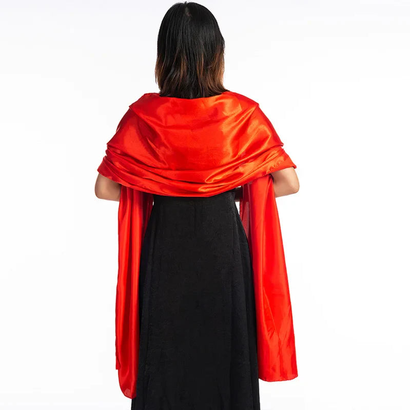 19 Colors New Arrival Women Evening Wraps Shawls 240*70cm Satin Long Formal Wedding Party Ladies Bolero 2 Size Can Choose red