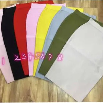 16 Colors Tight Pink Green Black Rayon Knee Length Bandage Skirt Night Club Party Skirt