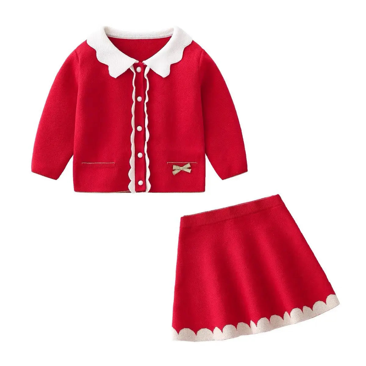 Autumn Winter Baby Girl Knitted Dress Japanese Navy Collar College Style Pleated Dress Kids Dresses for Girls Dress for Girls Red