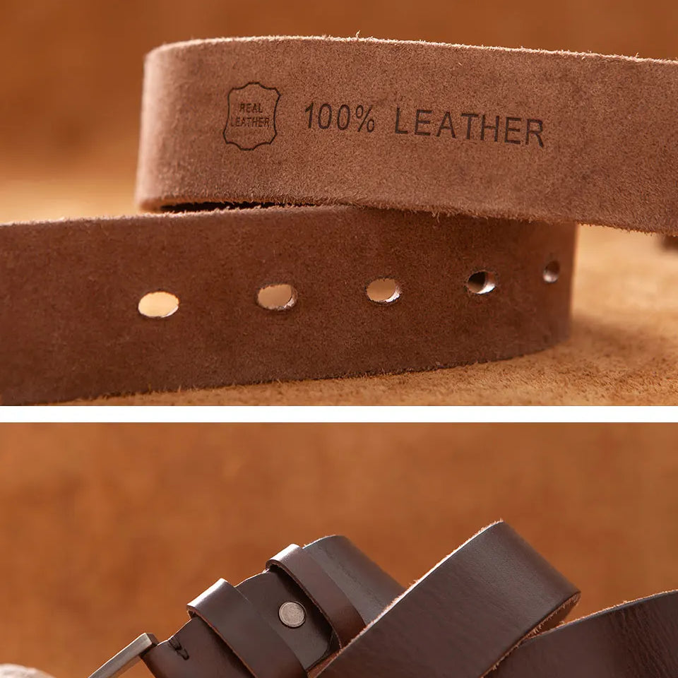 Top Cow genuine leather belts for men luxury designer high quality fashion style vintage brown cowboy male belt