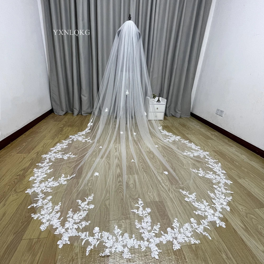 3m Cathedral Wedding Bridal Veil Soft Lace Ivory white Veil with Comb Wedding accessories Veu Velo Noiva 300cm