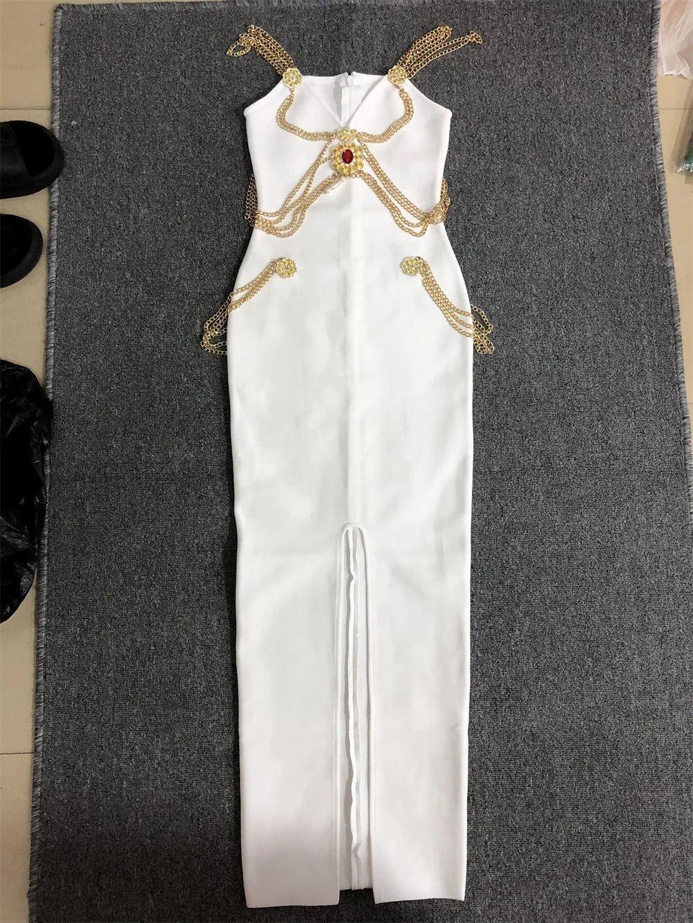 Black White Color Ladies HL Bandage Dress Strap Sexy Rayon Bodycon Long Dress Celebrity Fashion Red Carpet Dress