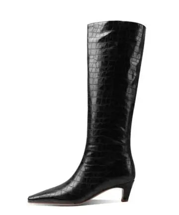 Big Size 34-43 Women's Shoes 2024 Autumn Winter Elastic boots Nubuck Flock Chelsea boots Tip Knee High Knight Long Boots DST5319-1 black