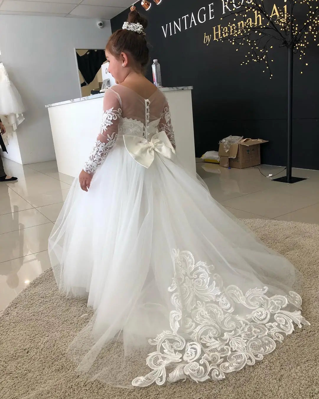 2-14 Years Lace Tulle Flower Girls Dress Princess for Kid Child Wedding Party Junior bridesmaid Maxi Ball Gown Evening
