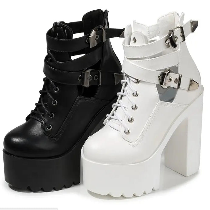 New 15CM Motorc boots sexy super high-heeled waterproof platform lace-up high heels nightclub catwalk thick with short boot