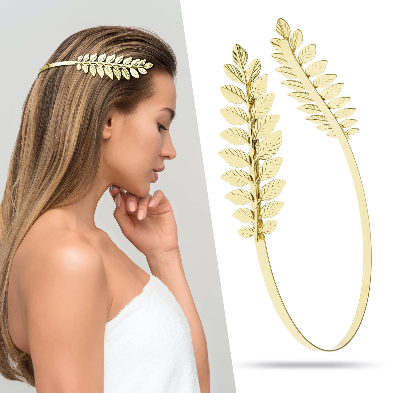 Leaf Branch Goddess Hair Pins Crown Tiara Headband  Hair Accessories for Women Wedding Toga Head Dress Alice Band Bridal Jewelry