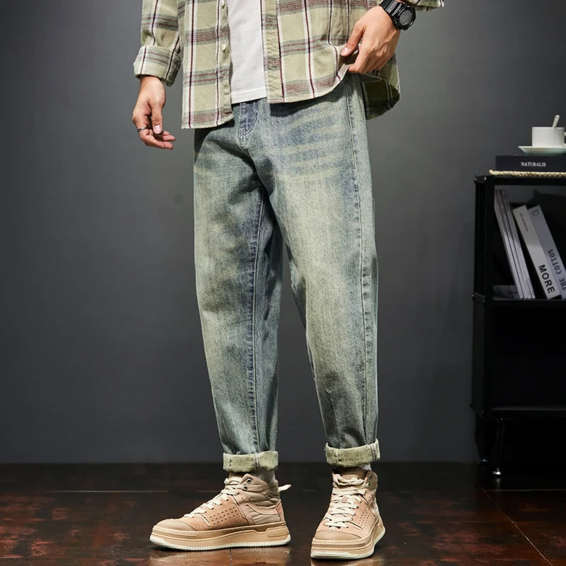 Jeans For Men Baggy Pants Loose Fit Harem Pants Vintage Clothes Men Fashion Pockets Patchwork Large Trousers Oversized 42