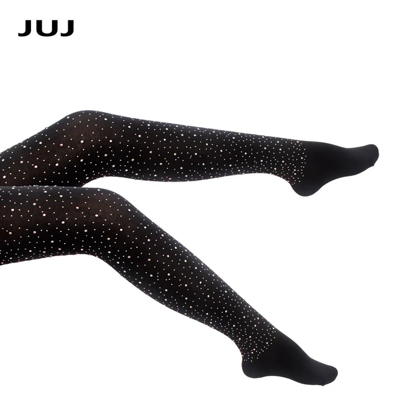 Sexy Women Plus Size Rhinestone Tights 100DEN Stretchy Bling Crystal AB Autumn Winter Diamond Thick Pantyhose
