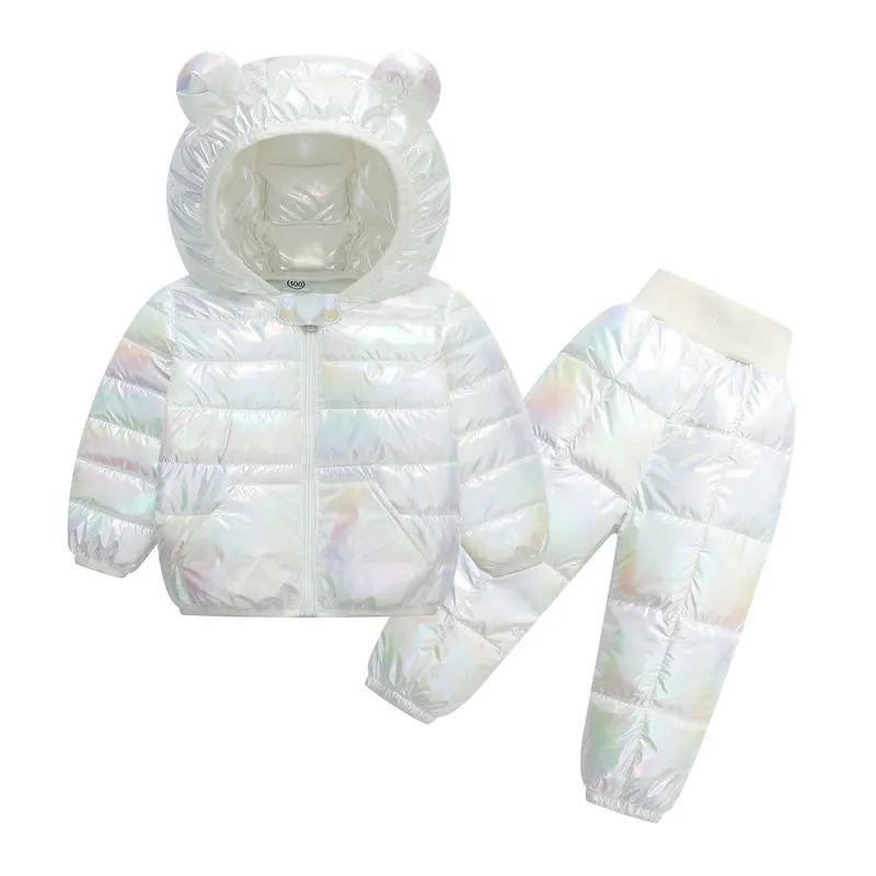 Children Clothing Sets Winter Baby Boy Warm Hooded Down Jackets Overalls Clothing Sets Baby Girls Boys Snowsuit Coats Ski Suit as the picture 9