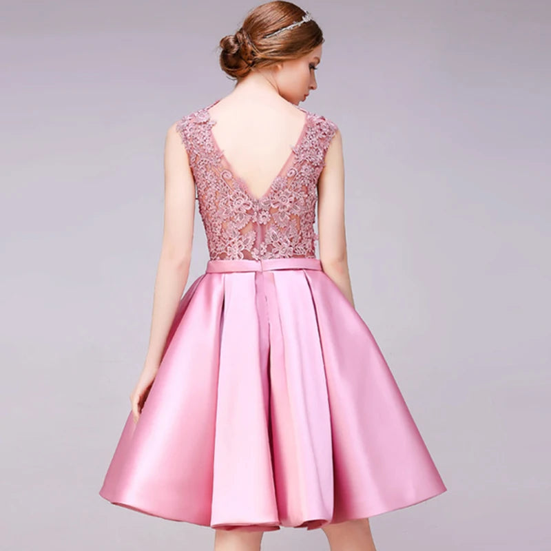 ROBE DE SOIREE SHORT COCKTAIL DRESSES PARTY PLUS SIZE WOMEN LACE GOWN BACKLESS A LINE VESTIDOS ELEGANT