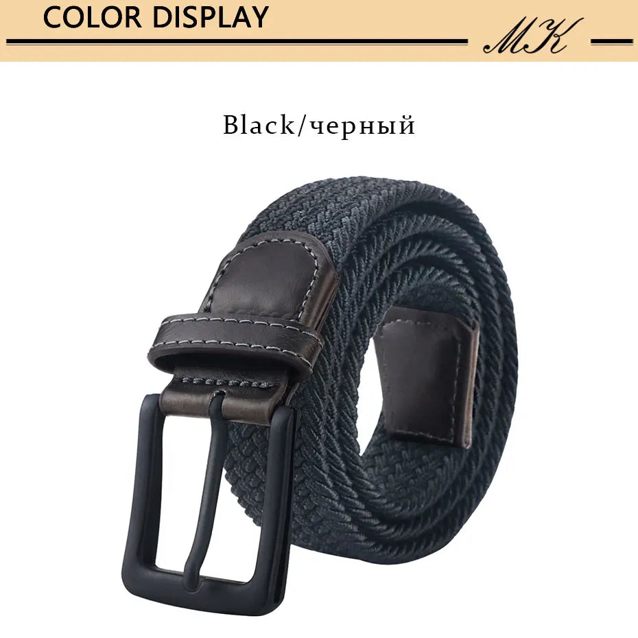 MaiKun Canvas Belts for Men Fashion Metal Pin Buckle Military Tactical Strap Male Elastic Belt for Pants Jeans