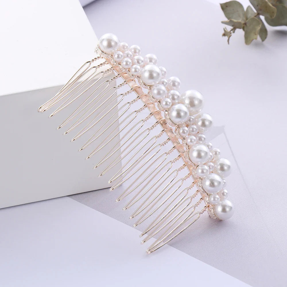 Women Bridal Rhinestone Clips Pearl Hair Combs Wedding Hair Accessories Hair Pin Bride Barrette Hair Tiara Jewelry Accessories