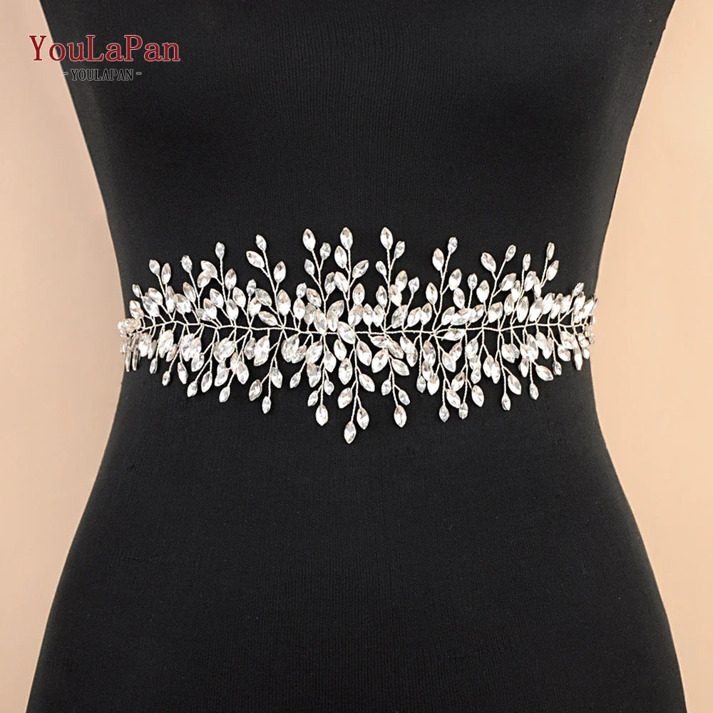 YouLaPan Fast Shipping Wedding Dress Belt  Bridal's Belt Rhinestone Belt Wedding Bridal Sash Belt Silver Crystal Belt SH237