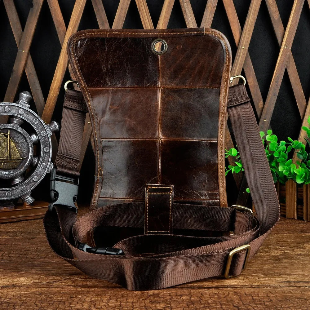 Original Leather Multifunction Men Travel Shoulder Crossbody Messenger Bag Hook Belt Waist Pack Drop Leg Phone Case Bag