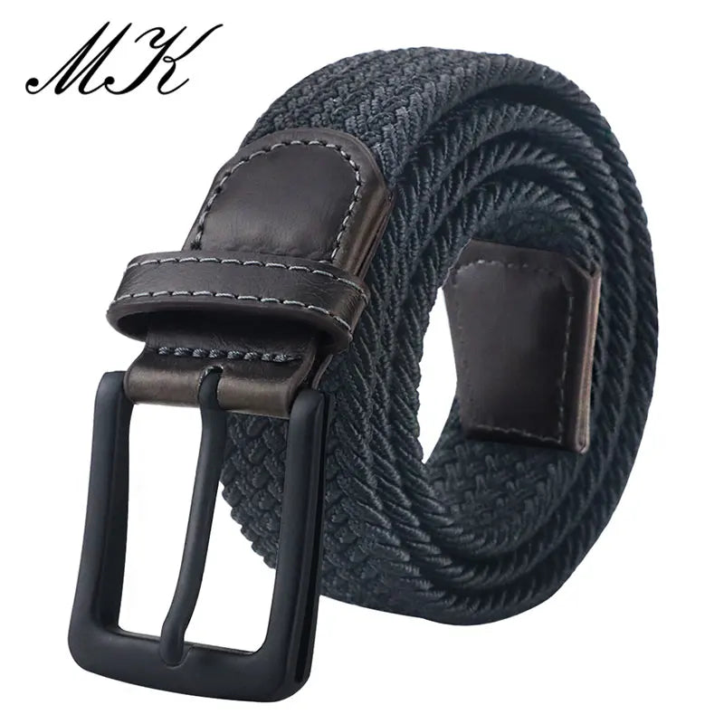 MaiKun Canvas Belts for Men Fashion Metal Pin Buckle Military Tactical Strap Male Elastic Belt for Pants Jeans black