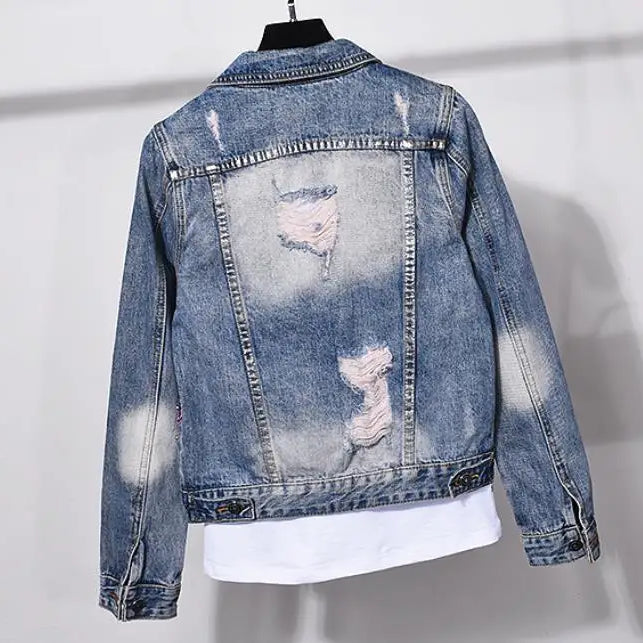 two pieces sets spring new fashion women hole pineapple sequin embroidery flower denim jacket+skinny jeans