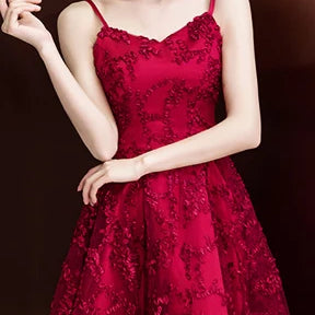 A-LINE SHORT STUDENT YOUNG ROBES SOIREES TULLE SEXY PARTY PRETTY GRADUATION DRESSES wine red