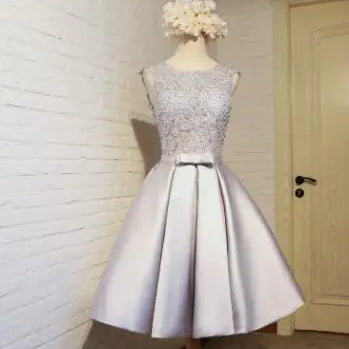 ROBE DE SOIREE SHORT COCKTAIL DRESSES PARTY PLUS SIZE WOMEN LACE GOWN BACKLESS A LINE VESTIDOS ELEGANT picture gray