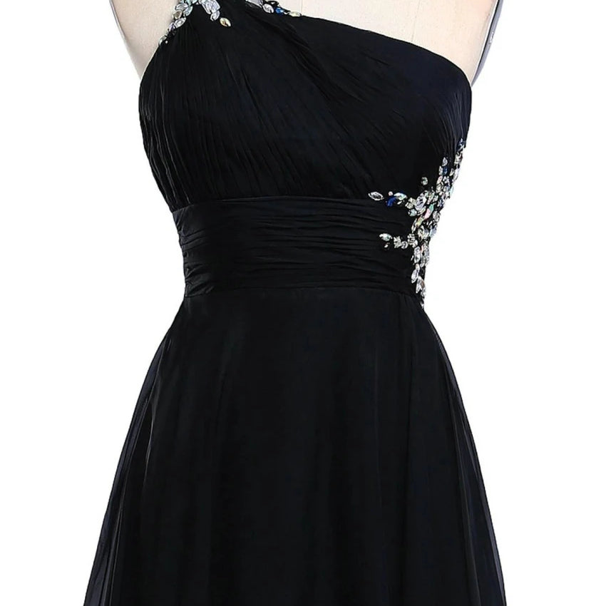 Sexy Criss-Cross Back One Shoulder Ombre Blue Black Red Chiffon Long Prom Dresses Formal Party Gowns