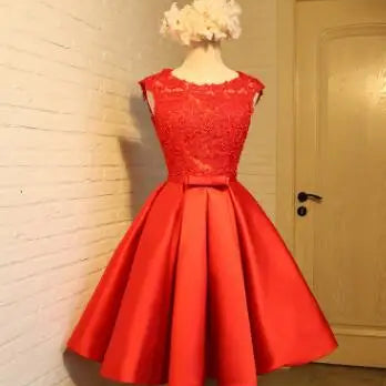 ROBE DE SOIREE SHORT COCKTAIL DRESSES PARTY PLUS SIZE WOMEN LACE GOWN BACKLESS A LINE VESTIDOS ELEGANT Red