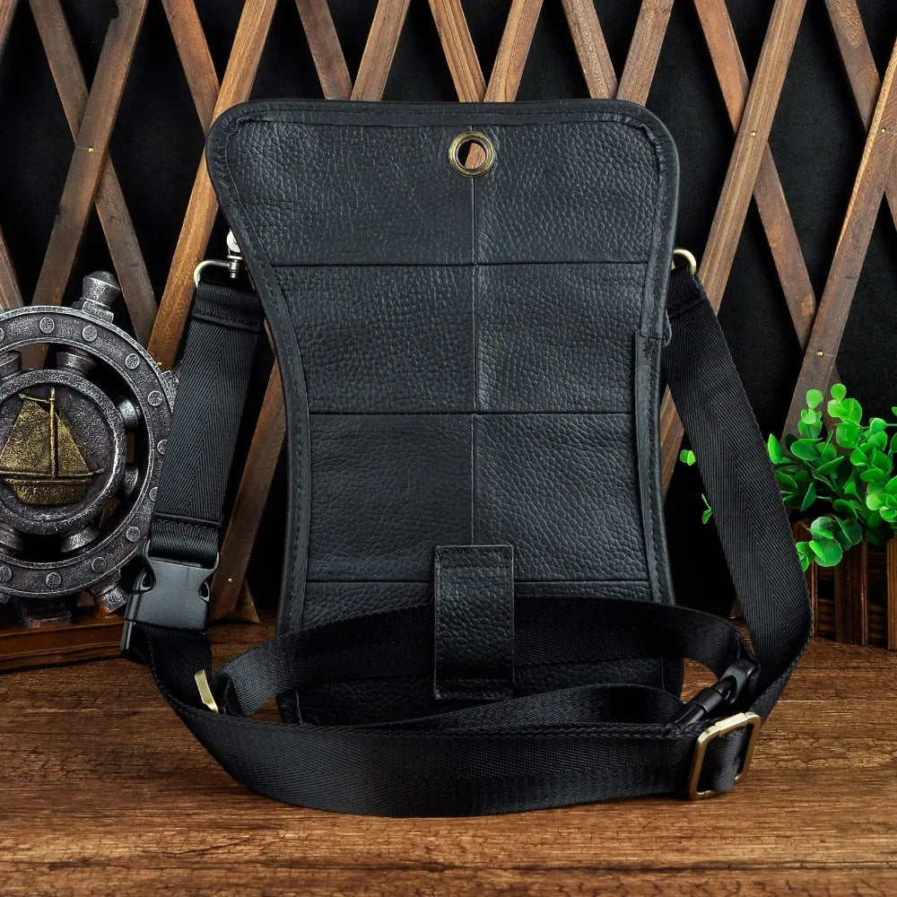 Leather Multipurpose Men Travel Mochila Crossbody Messenger Bag Hook Belt Waist Pack Drop Leg Phone Case Bag