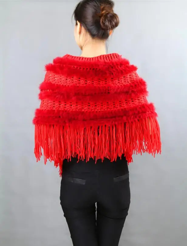 Spring wearing coat rabbit fur cape women's fur shawl all-match bride wedding formal dress free shipping red One Size