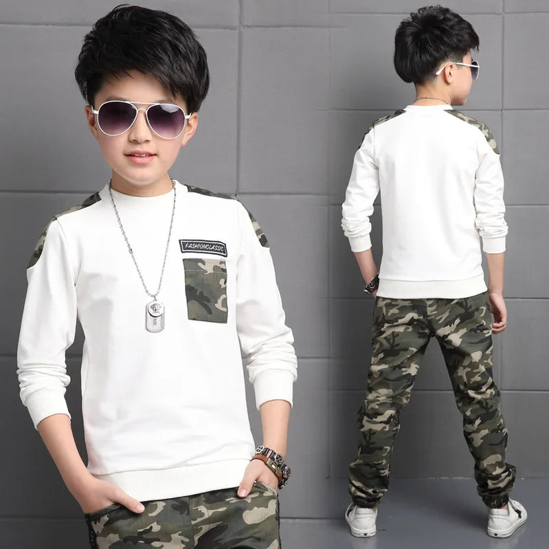 Children Clothing Sets For Boys Camouflage Sports Suits Spring Kids Tracksuits 2021 Teenage Boys Sportswear 4 6 8 9 10 12 Years