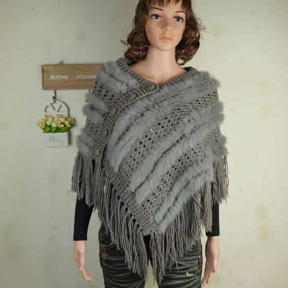 Spring wearing coat rabbit fur cape women's fur shawl all-match bride wedding formal dress free shipping grey One Size