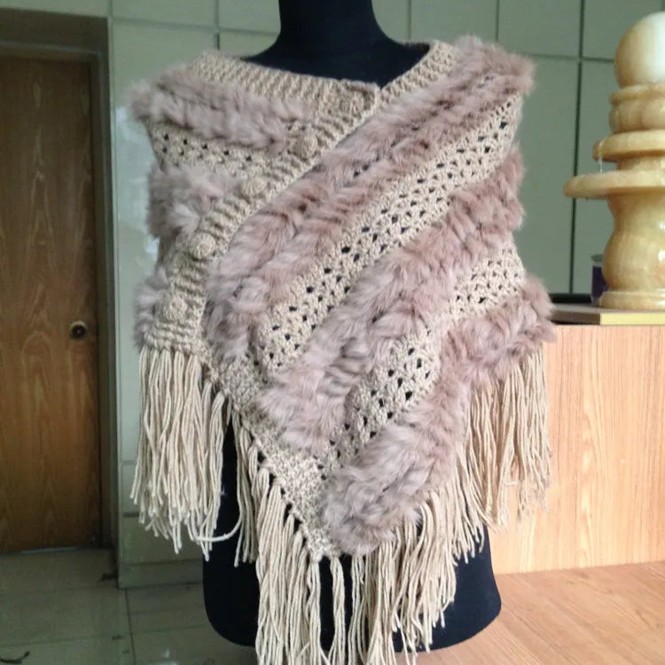 Spring wearing coat rabbit fur cape women's fur shawl all-match bride wedding formal dress free shipping