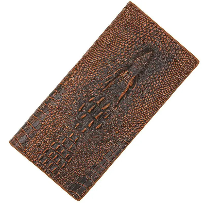 Men's Wallets Alligators carteras Thin mens wallet PU leather clutch made of Crocodile Pattern Long purse portafoglio uomo Deep brown