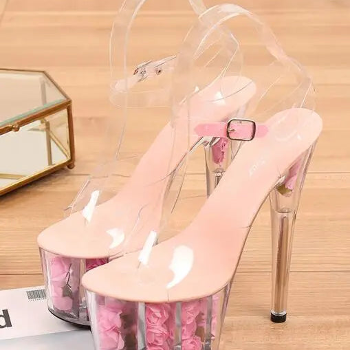 Shuzumiao Wedding Shoes Bride High Heels 17 High Heels 7cm Platfrom Women Platform Sandals Transparent Crystal Female Shoes
