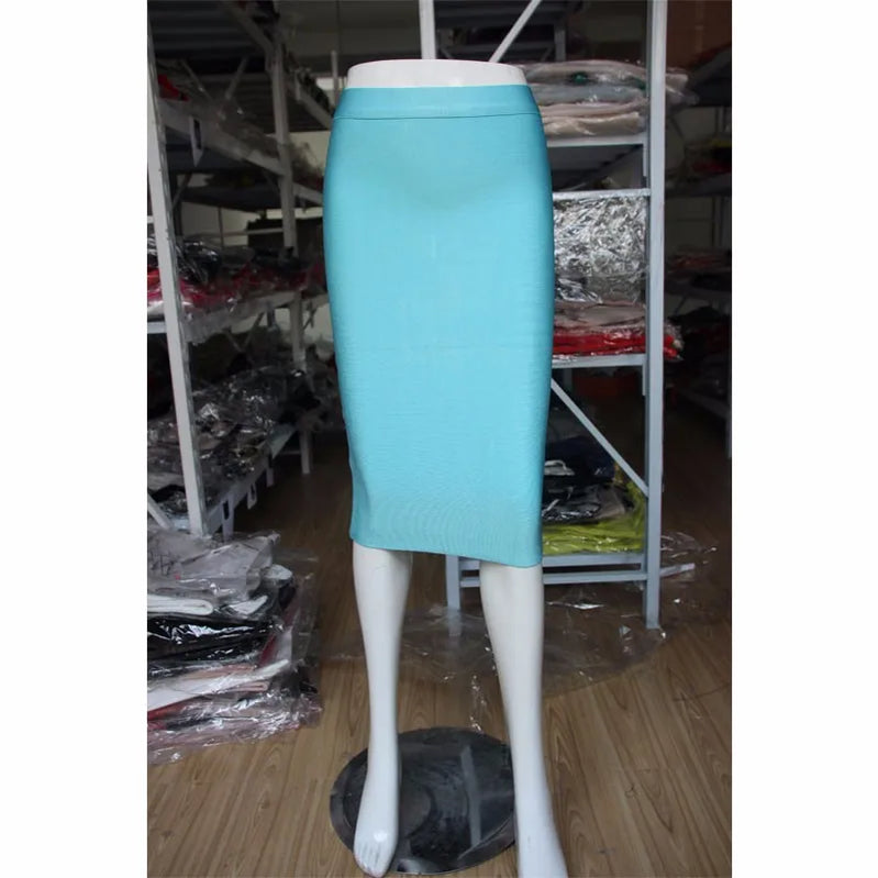Wholesale Women Summer Fashion Sexy Black Blue Orange Red Beige Bandage Skirt 2022 Designer A Line Pencil Skirt Faldas 60cm