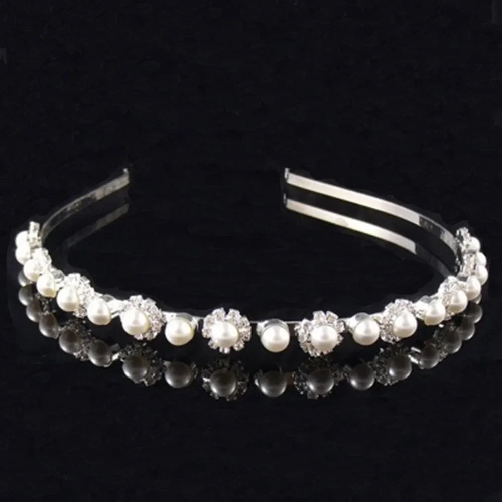 AINAMEISI Fashion Bridal Hair Accessories For Women Hairbands Pearl Crystal Rhinestone Wedding Crown Tiara Wedding Hair Jewelry 7