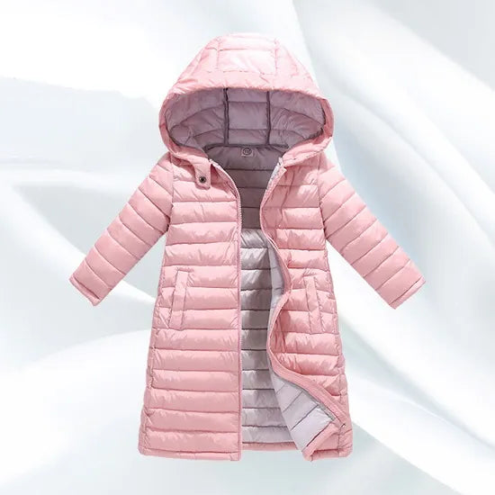 Autumn Winter Outerwear Jacket For Boys Girls Clothes Cotton-Padded Hooded Kids Coat Children Clothing Parkas Soft Thin Overall Pink